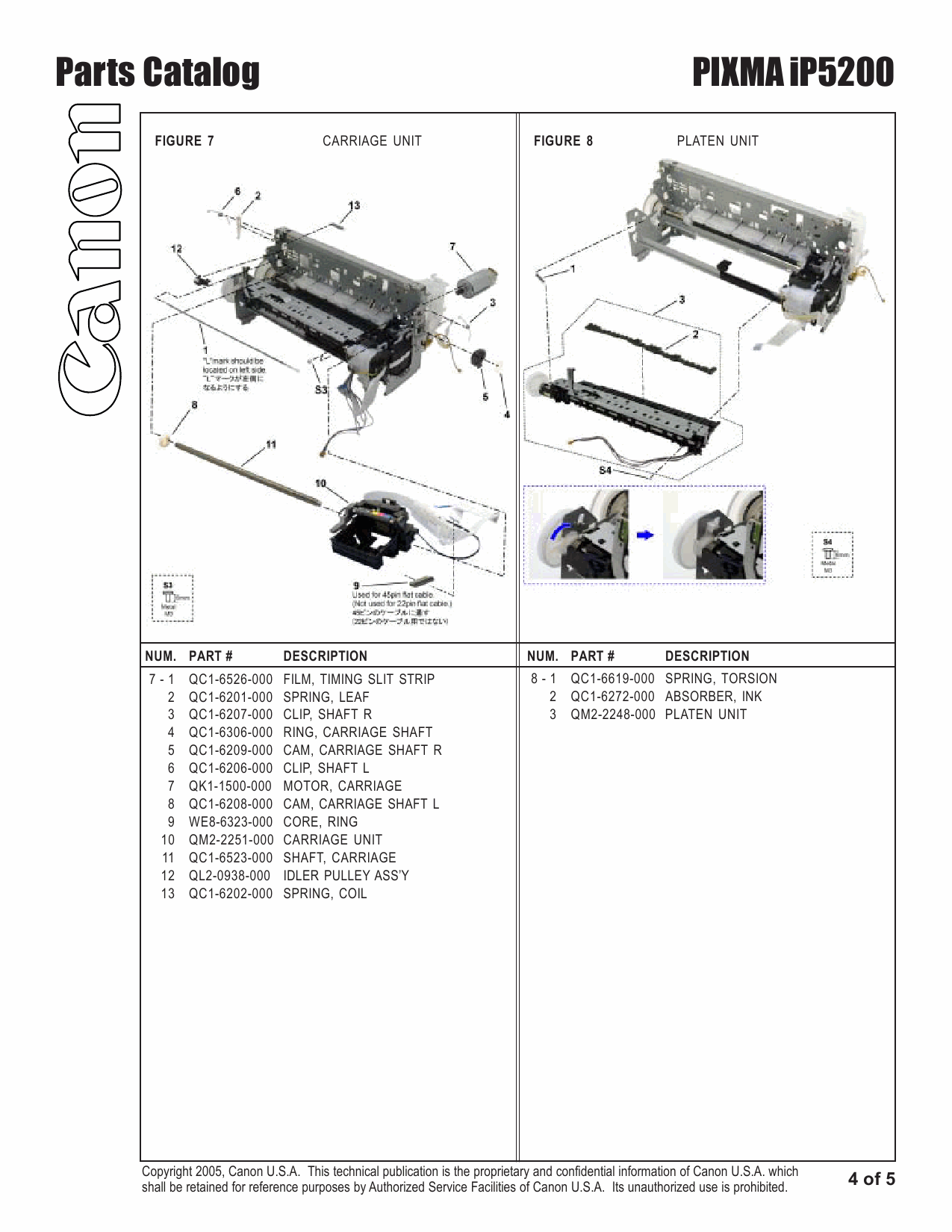 Canon PIXMA iP5200 Parts Catalog-5